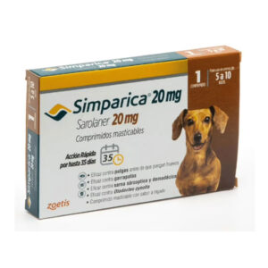 SIMPARICA CAJA X 1 TAB DE 20 MG (5 - 10 KG)