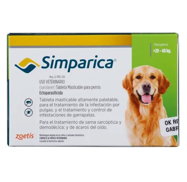 SIMPARICA CAJA X 1 TAB DE 80 MG (20 - 40 KG)